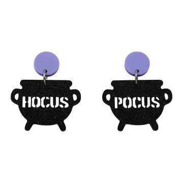 Hocus Pocus Cauldron Halloween Dangle Earrings