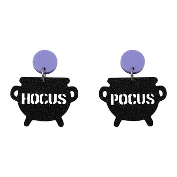 Hocus Pocus Cauldron Acrylic Dangle Earring