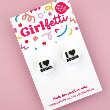 'I love Books' Book Week Teacher Stud Earrings