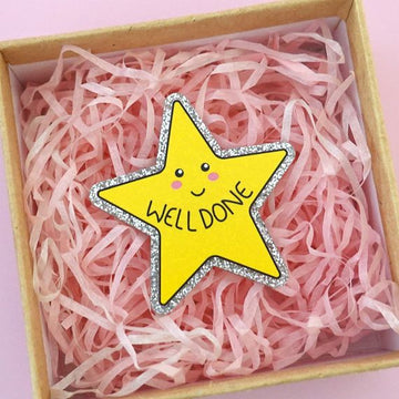 Well Done Star Teacher Acrylic Brooch