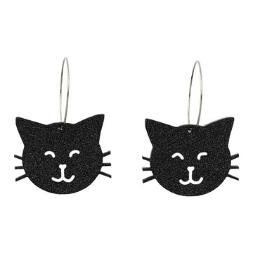 Cat face acrylic hoop dangle earrings