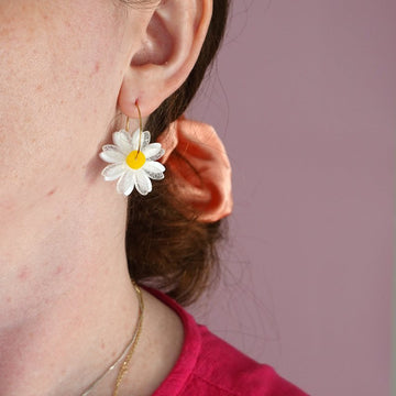 Daisy Stacker Hoop Acrylic Dangle Earrings