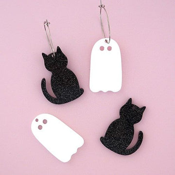 Ghost cat Halloween acrylic dangles