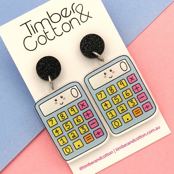 Calculator Teacher Acrylic Dangle Earrings