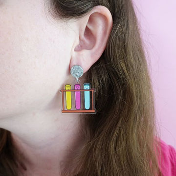 Test Tube Rack Science Teacher Acrylic Dangle Earrings