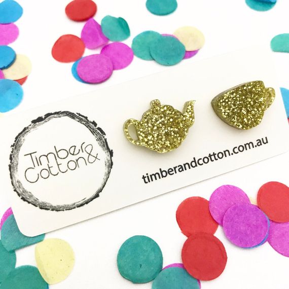 Teapot & Teacup Acrylic Stud Earrings